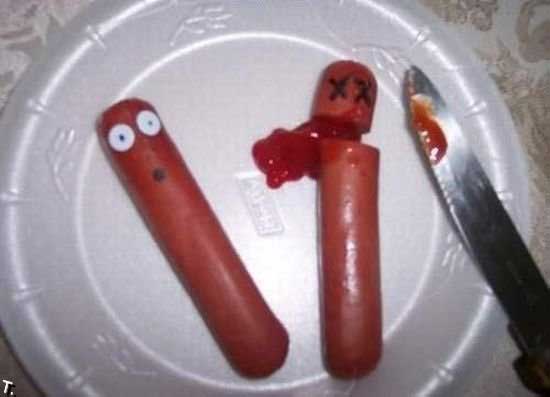 humorous photo of decapitated hot dog funny weiner picture